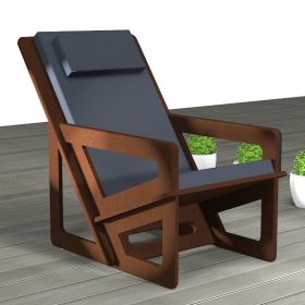 Fauteuil de jardin avec dossier haut et appui-tête. Assise inclinée à 22°.