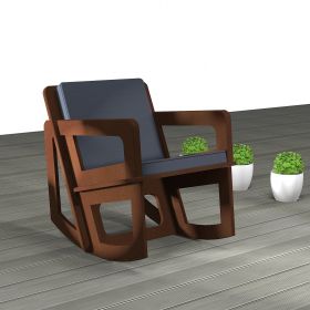 Rocking chair de jardin Spacio fabriqué en fonction de vos mensuration, structure en valchromat ignifugé, coussin noir