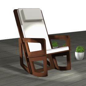 Fauteuil de jardin à bascule Spacio sur-mesure, appui-tête et coussin gris clair
