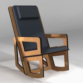 Fauteuil à bascule avec dossier haut et coussin anthracite