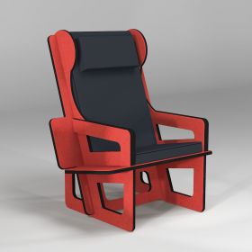 Bergère à oreilles rouge avec option étagère bibliothèque, fabrication sur-mesure