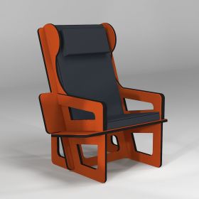 Bergère à oreilles orange taillée sur-mesure avec étagère bibliothèque en option