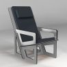 Fauteuil pour le dos fabriqué sur-mesure, dossier haut avec appui-tête, coussin noir