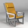 Fauteuil pour le dos fabriqué sur-mesure, dossier haut avec appui-tête, coussin jaune