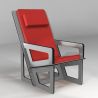 Fauteuil pour le dos fabriqué sur-mesure, dossier haut avec appui-tête, coussin rouge
