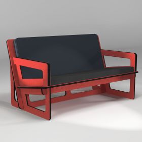 Canapé rouge, fabrication sur-mesure